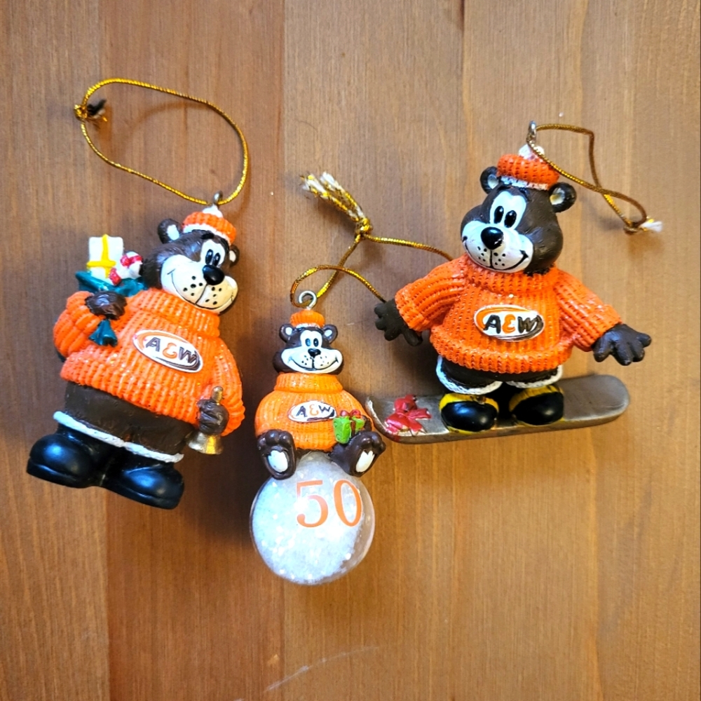 Vintage A&W christmas tree ornaments
